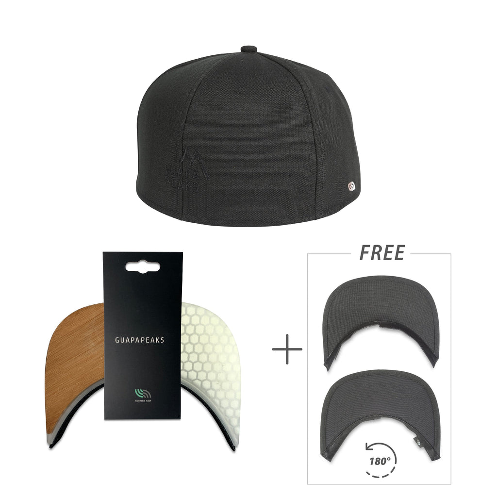 Black 6 Panel Cap Set | Bamboo Surf + Free Fabric Visor