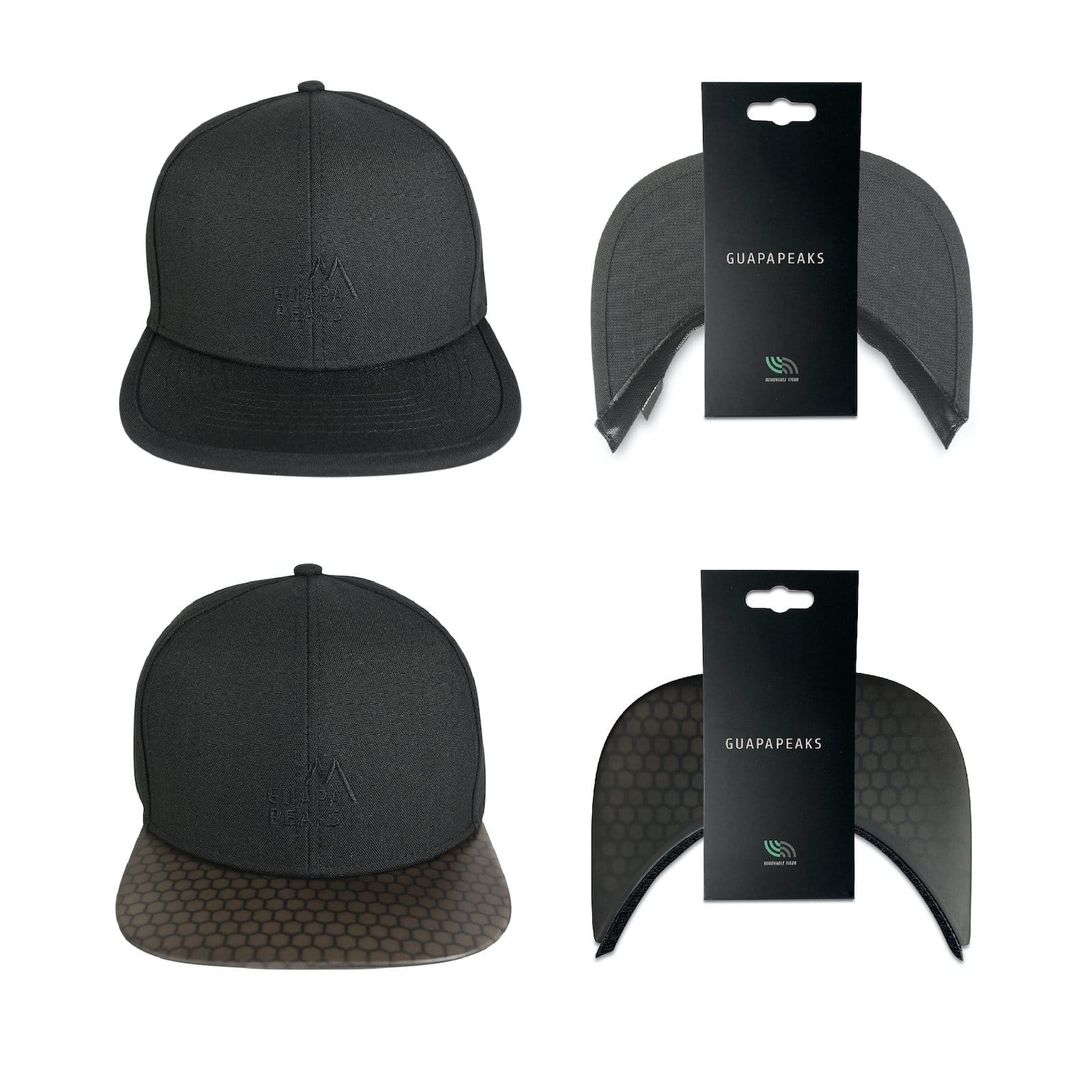 Black 6 Panel Cap Set | Black Surf + Free Fabric Visor