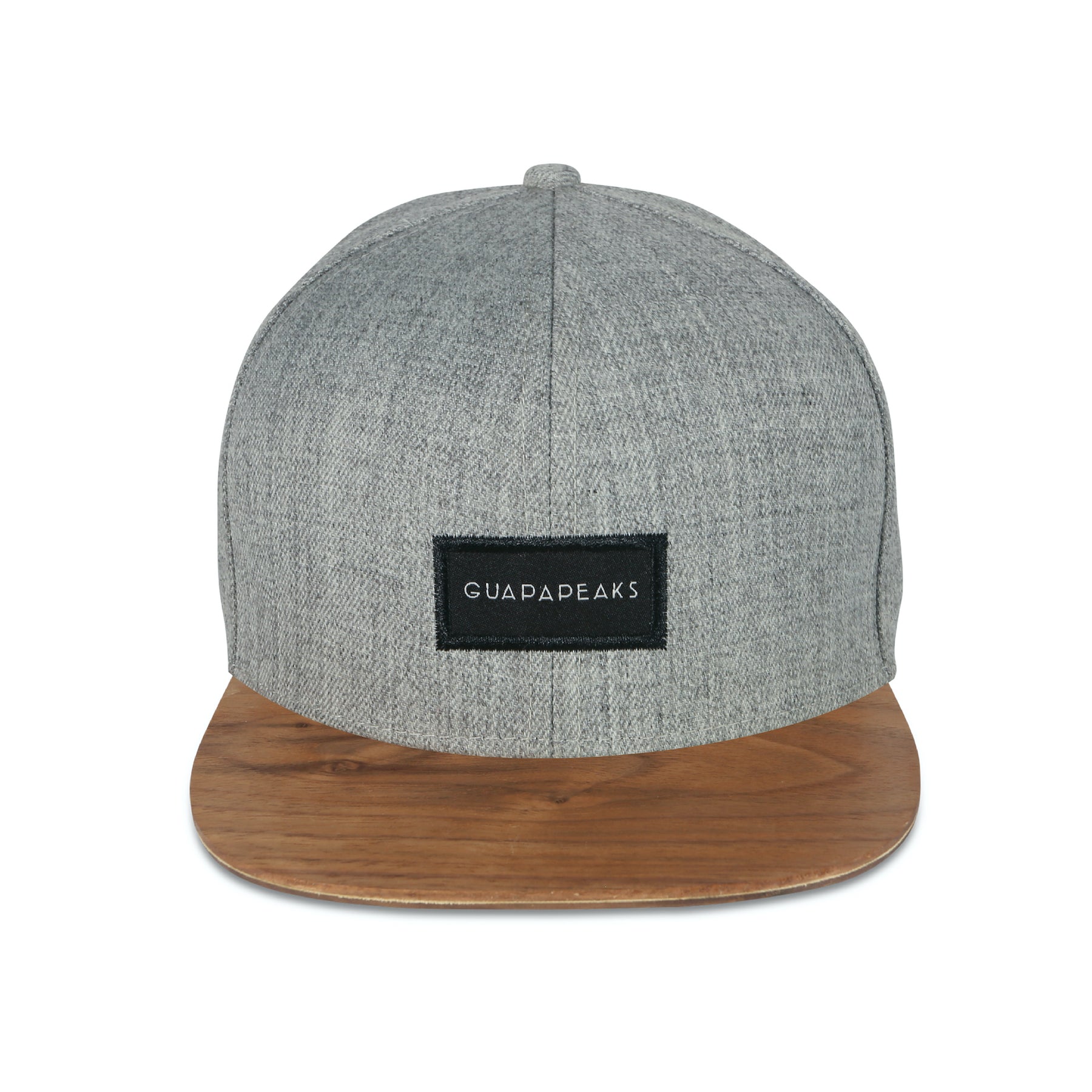 Grey Tweed 6 Panel + Walnut Wood Visor