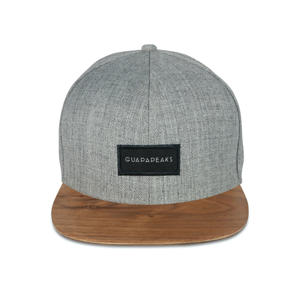 Grey Tweed 6 Panel + Walnut Wood Visor