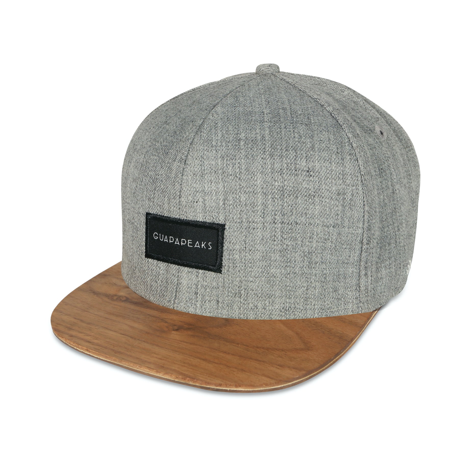 Grey Tweed 6 Panel + Walnut Wood Visor