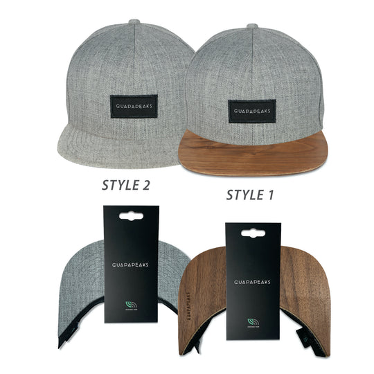 Grey Tweed 6 Panel + Walnut Wood Visor