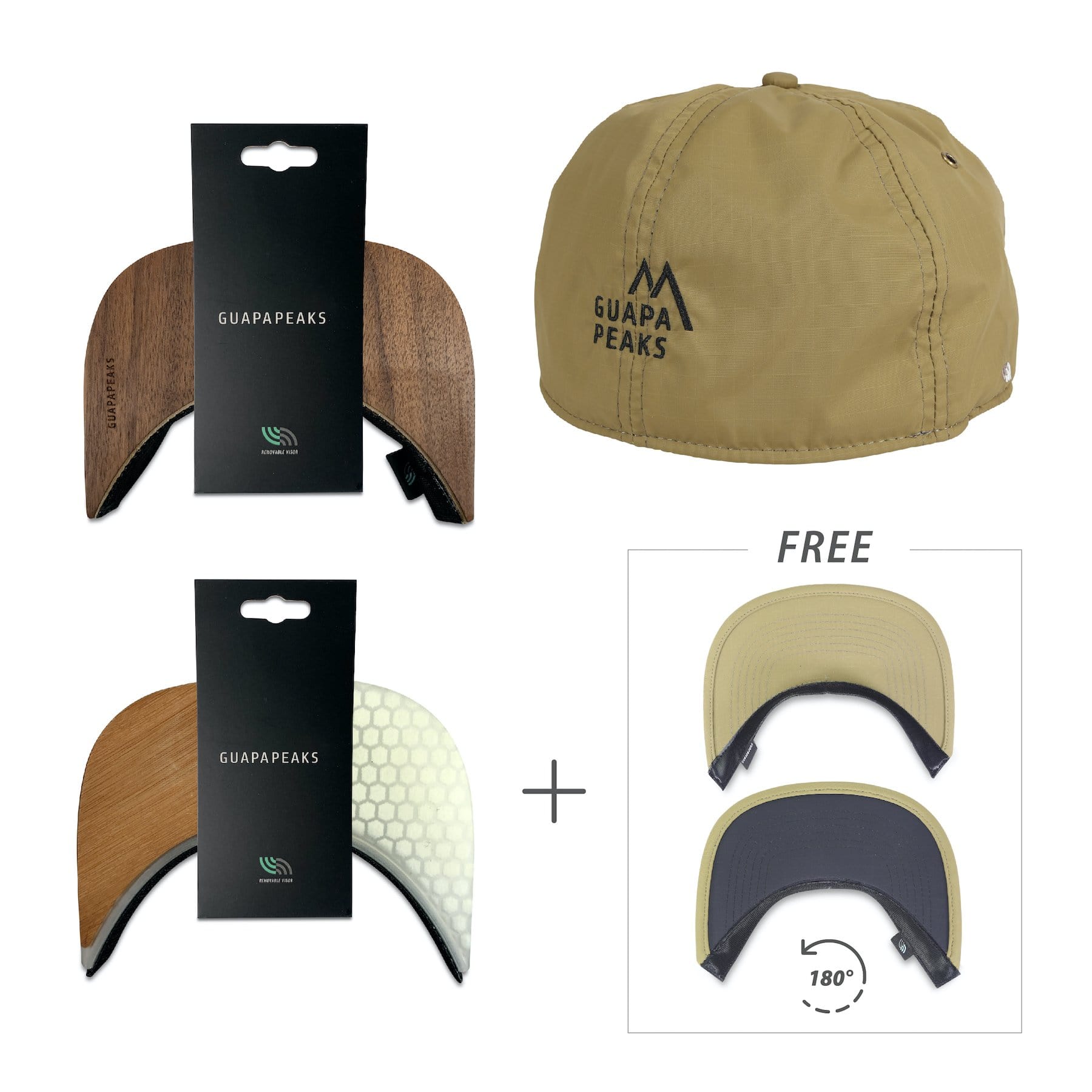 Khaki Ripstop Set | Walnut Wood & Bamboo Diagonal Surf + Free Visor