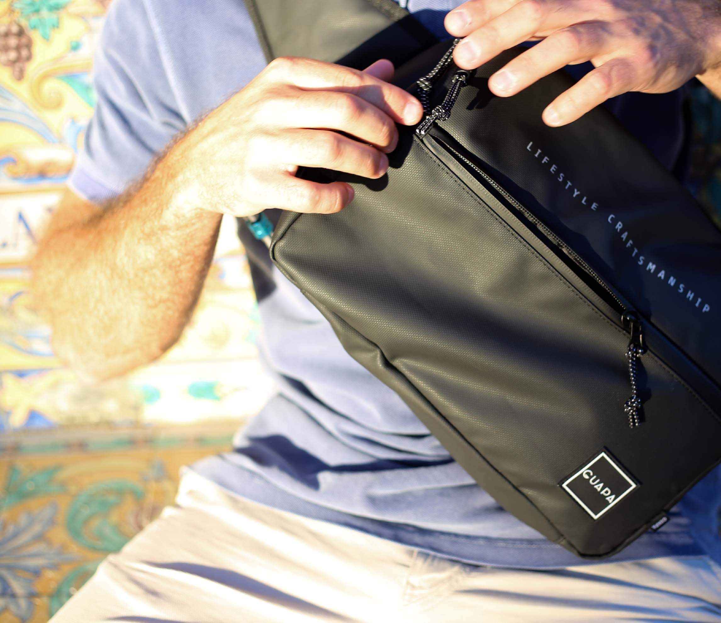 Water-Resistant Large Black Cross Body Bag